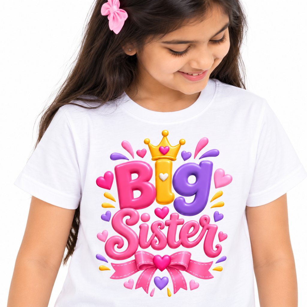BIG SISTER LOVE BOW PRINT KIDS T-SHIRT