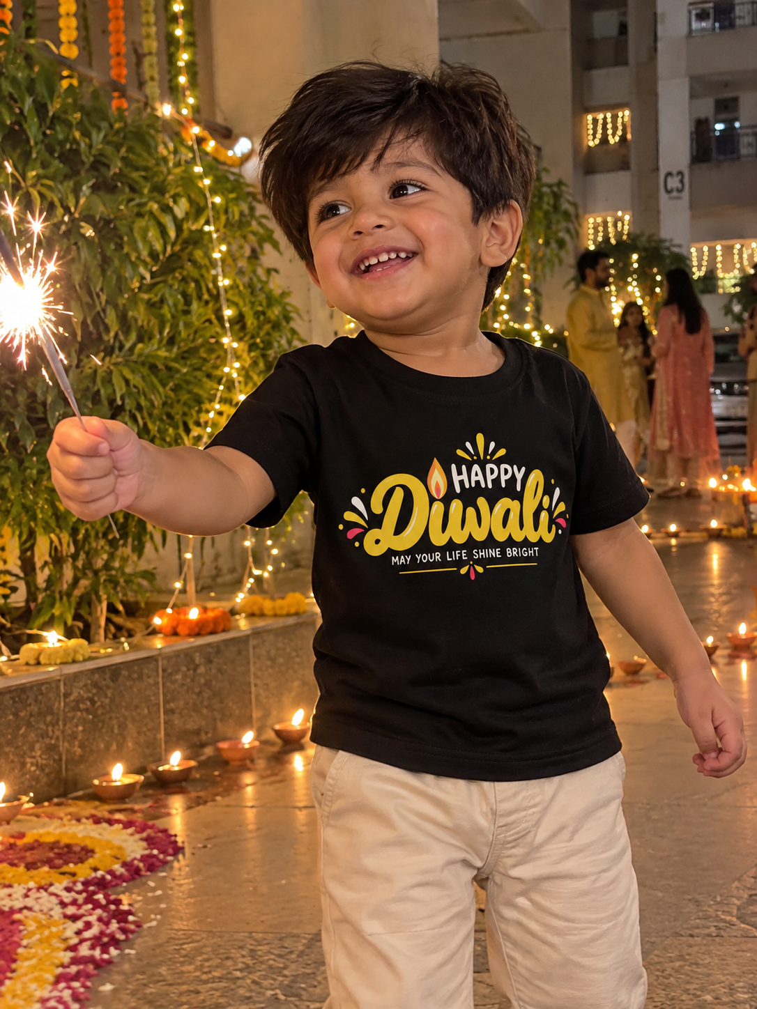 Little Diwali Glow Kids T-Shirt