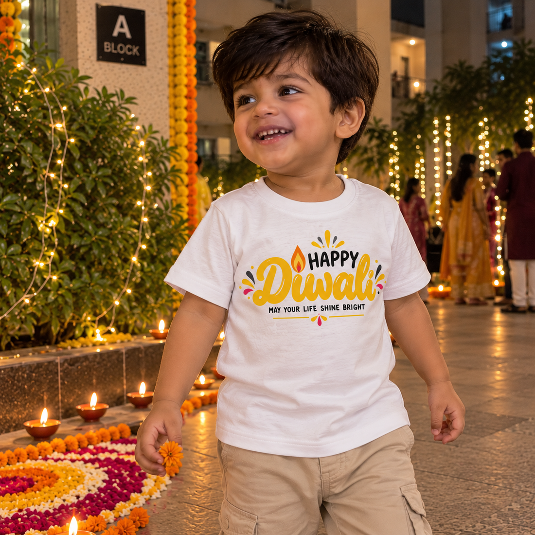 Little Diwali Glow Kids T-Shirt