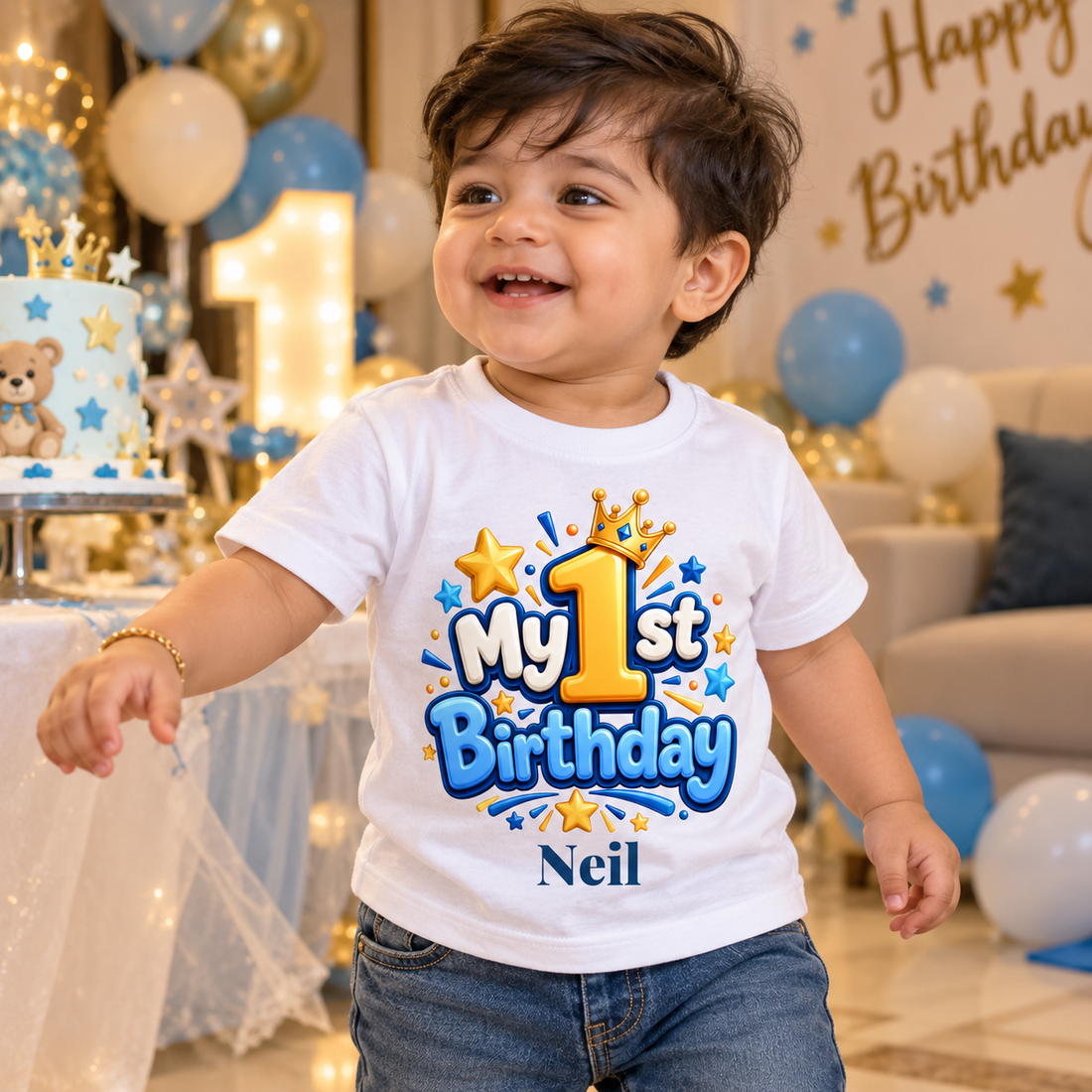 My First Birthday Crown Personalized Birthday T-Shirt