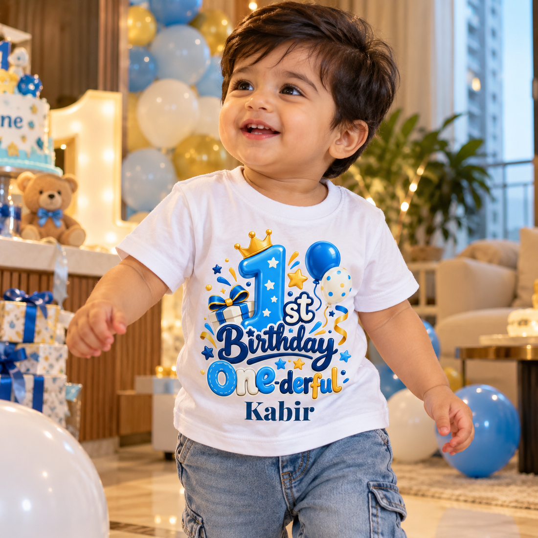 Personalized One Year Birthday Boy T-Shirt