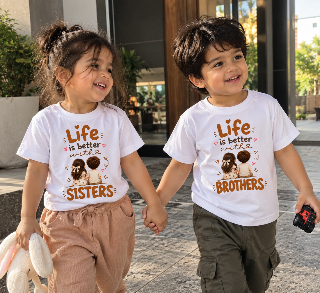 LIFE IS BETTER WITH BROTHERS & SISTERS – MATCHING SIBLING T-SHIRT COMBO