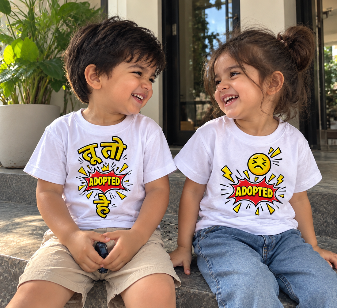 ADOPTED BROTHER & SISTER MATCHING T-SHIRT COMBO – WHITE