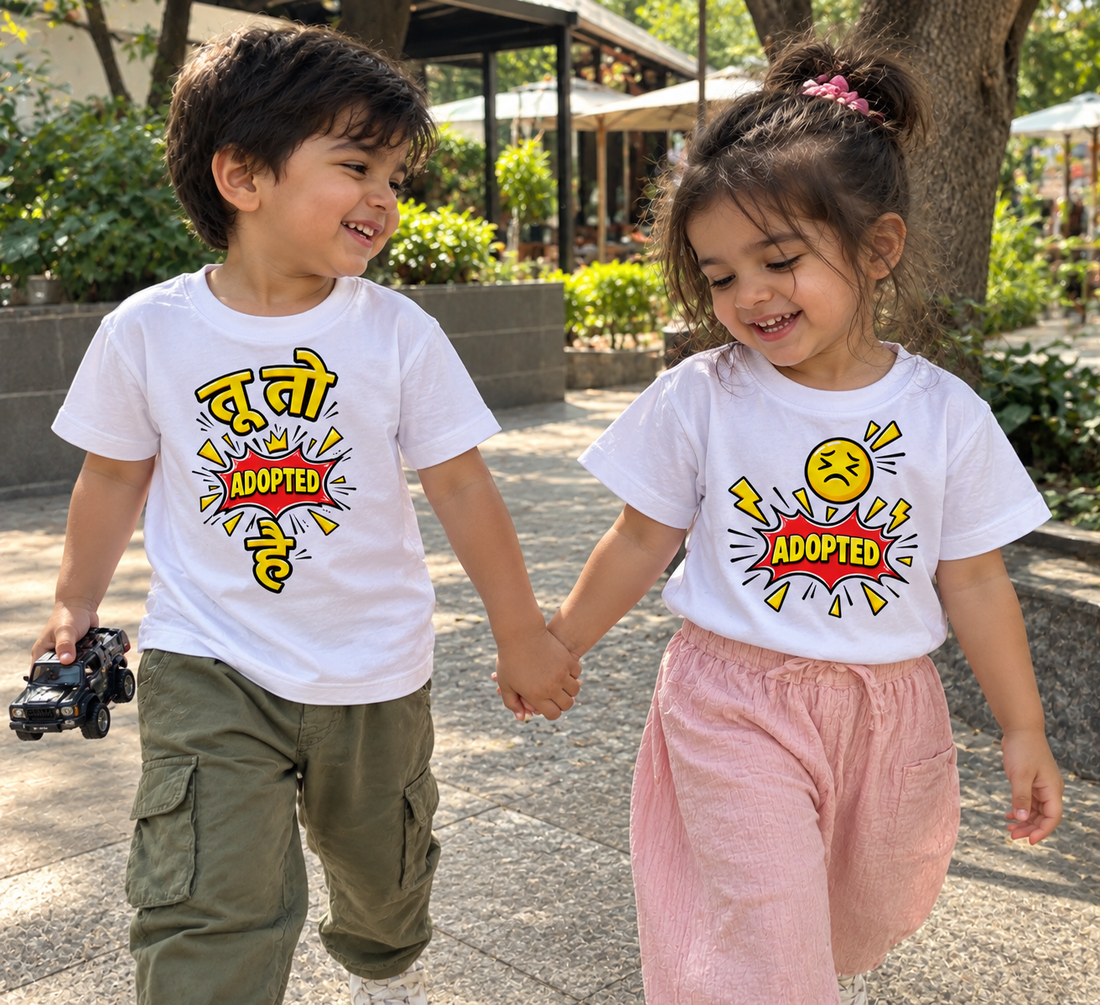 ADOPTED BROTHER & SISTER MATCHING T-SHIRT COMBO – WHITE