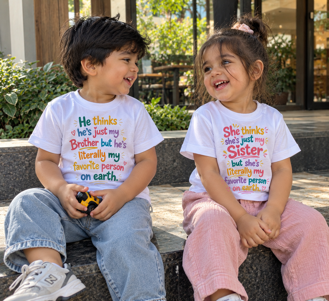 MY FAVORITE PERSON BROTHER & SISTER MATCHING T-SHIRT COMBO – WHITE