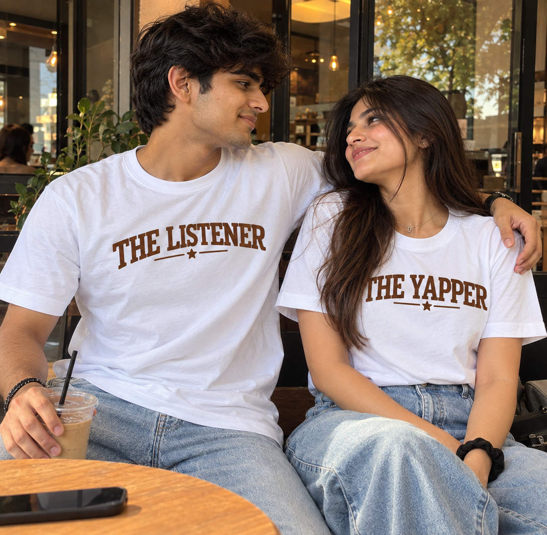 THE YAPPER & THE LISTENER COUPLE MATCHING T-SHIRTS