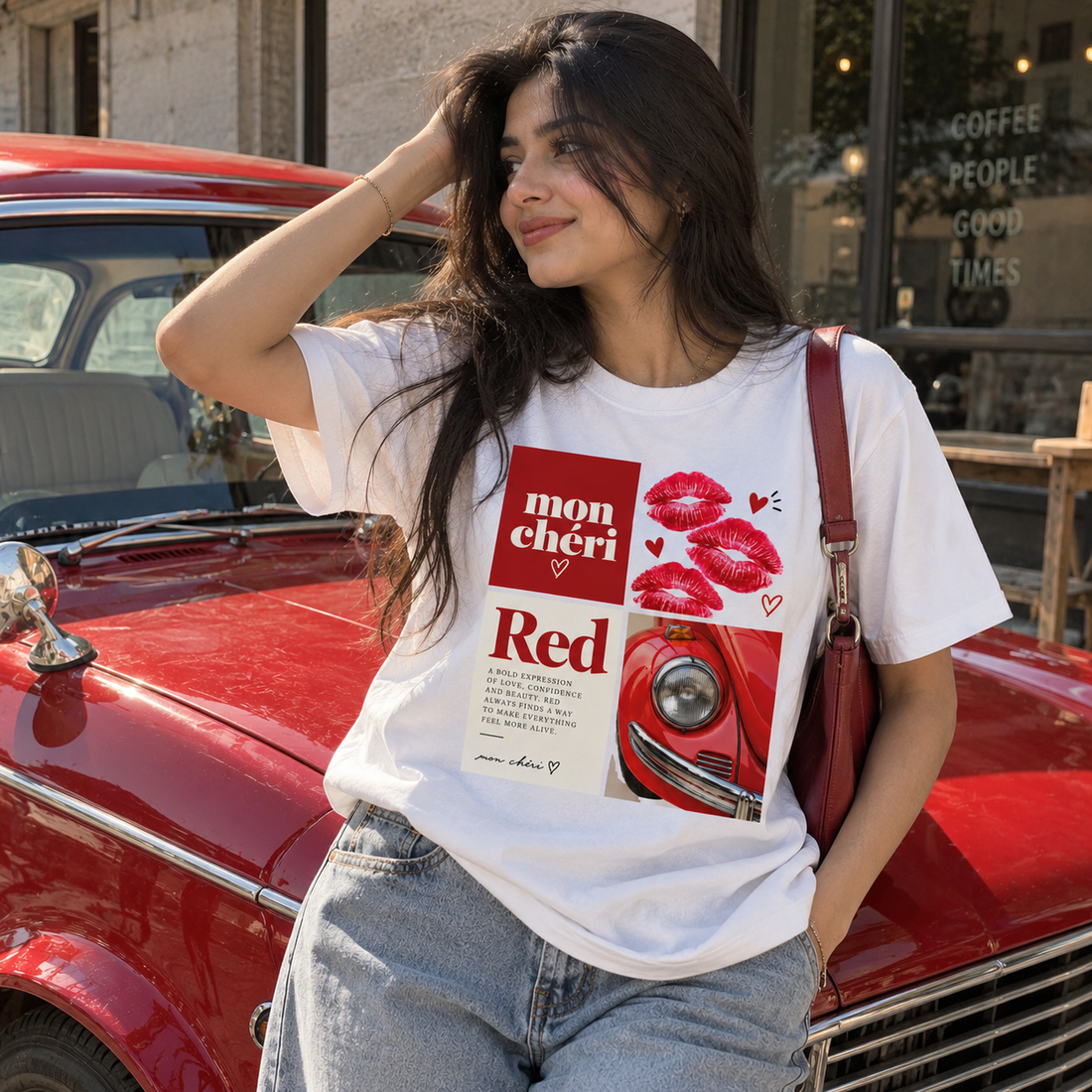 Mon Chéri Red Vintage Graphic T-Shirt