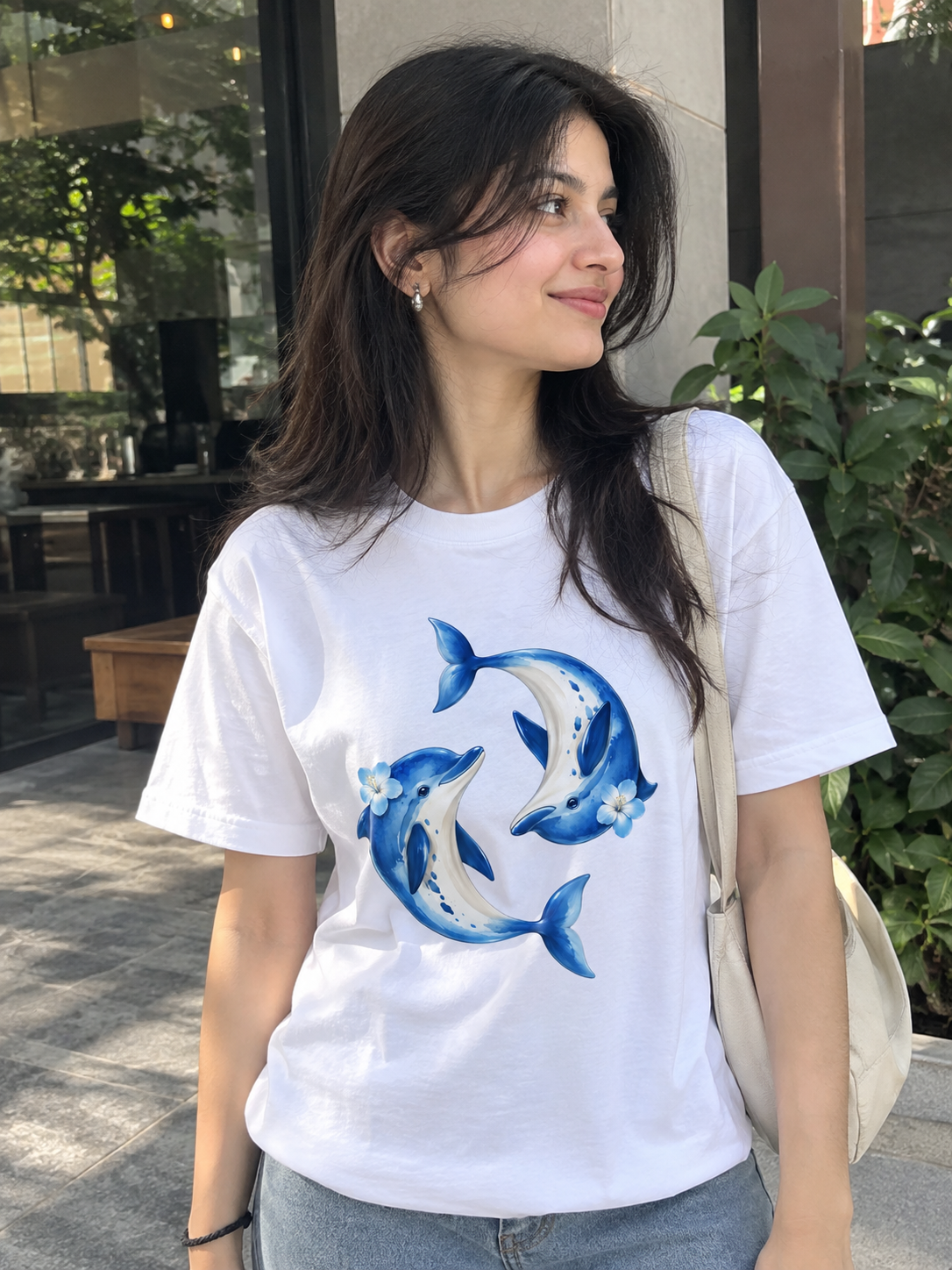 Blue Dolphin Duo Printed T-Shirt