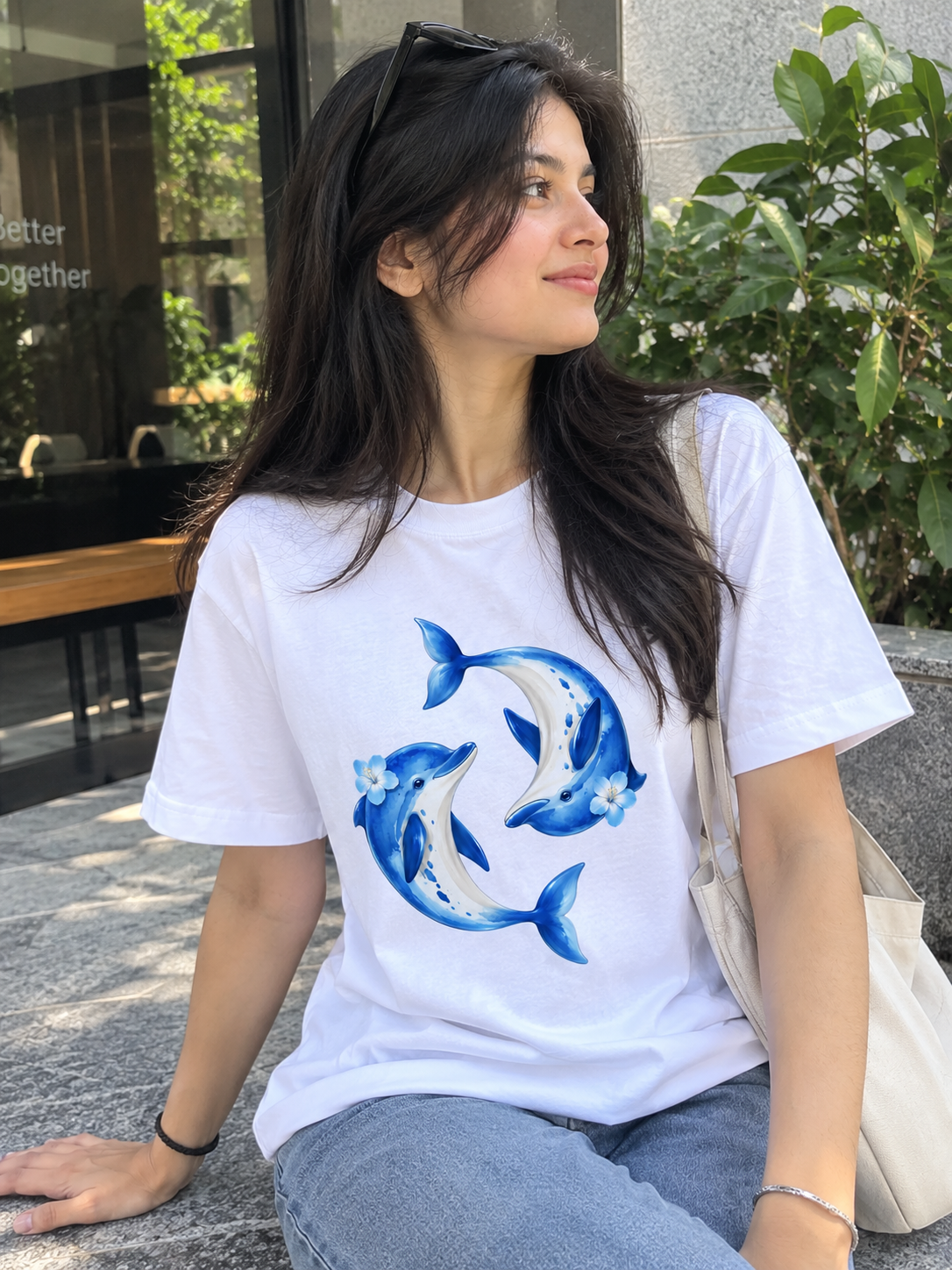 Blue Dolphin Duo Printed T-Shirt