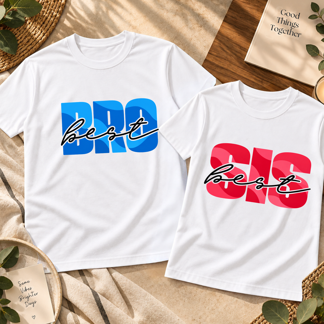 BRO & SIS BEST SIBLING MATCHING T-SHIRT COMBO – WHITE