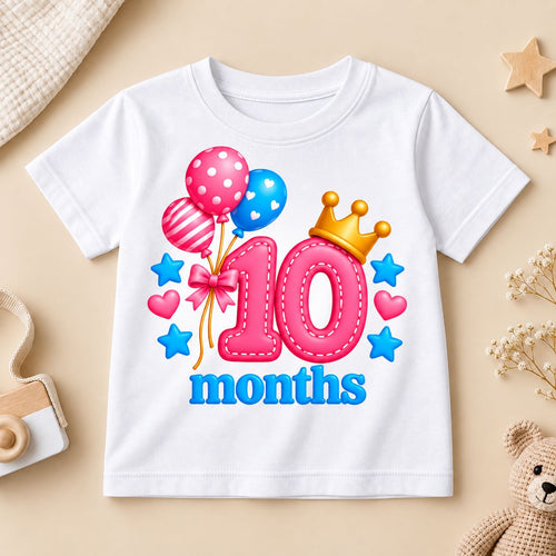 10 Months Baby Milestone Printed Romper & T-Shirt | 10 Month Birthday Celebration Outfit for Baby Boy & Girl