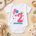 2 Months Baby Milestone Printed Cotton Romper | 2 Months Birthday Celebration Bodysuit for Baby Boy & Girl | White